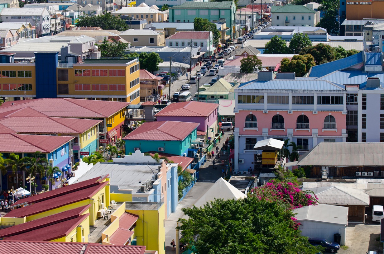 View of downtown St. John in Antigua